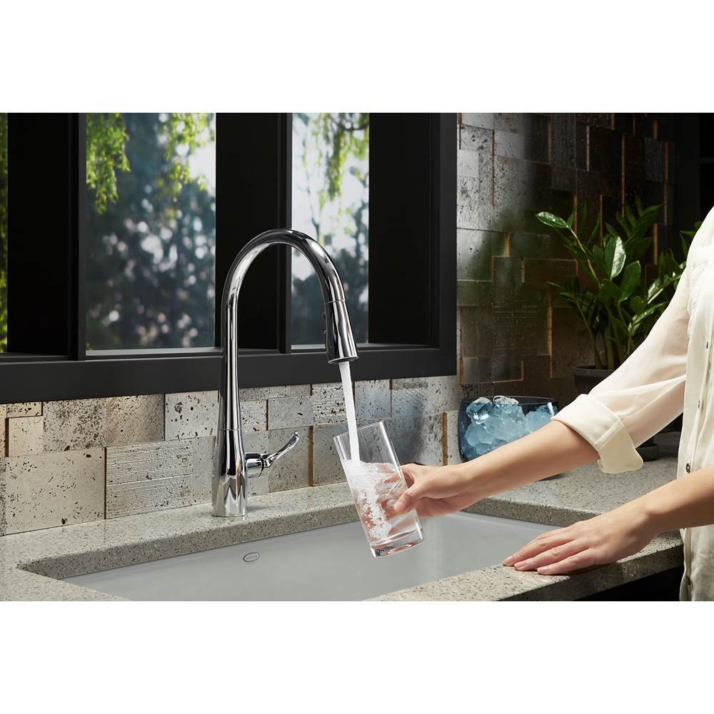 Simplice Touchless pull-down kitchen sink faucet with three-function sprayhead