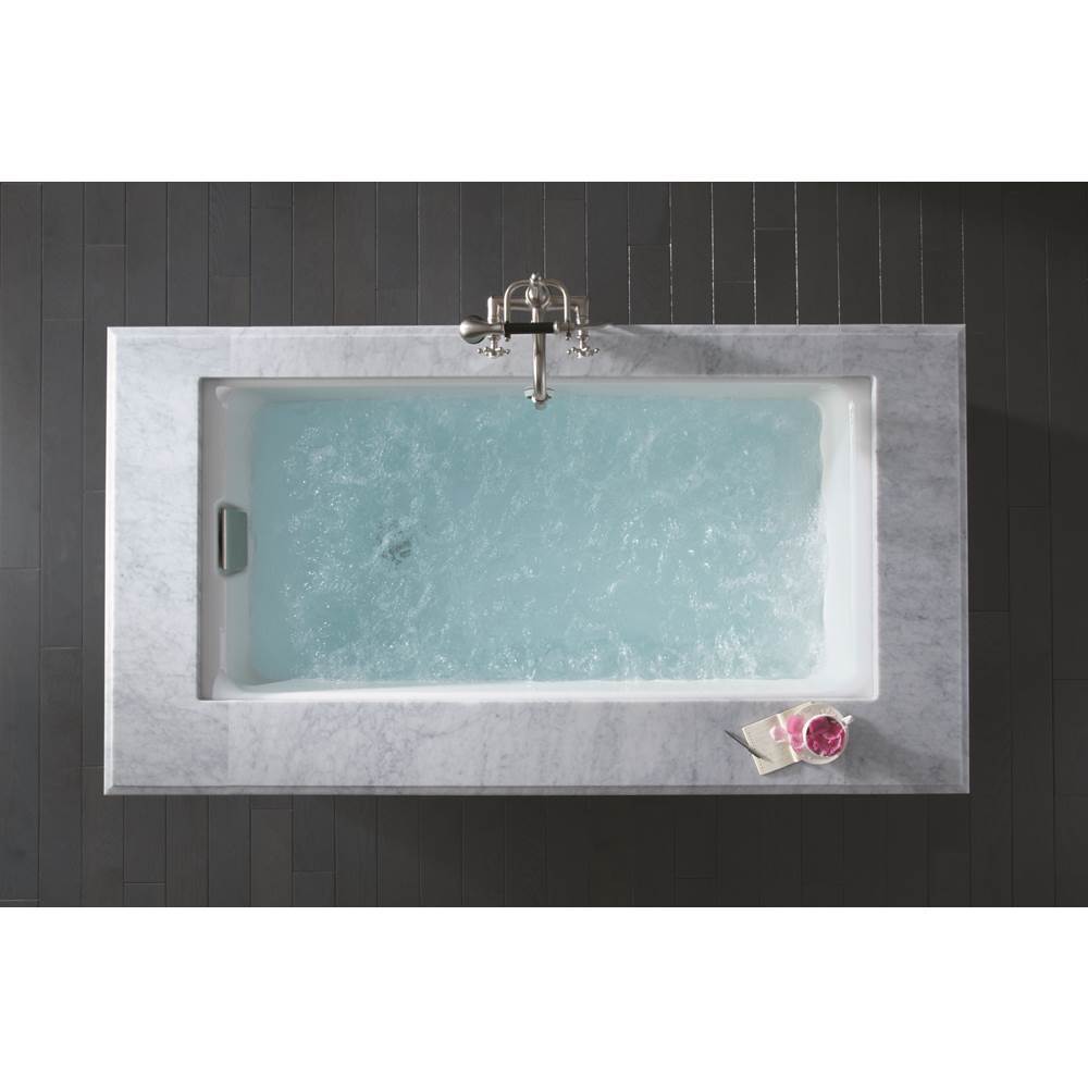 Tea-for-Two 1-1/2'' contoured pop-up drain and overflow for above- or through-the-floor installation