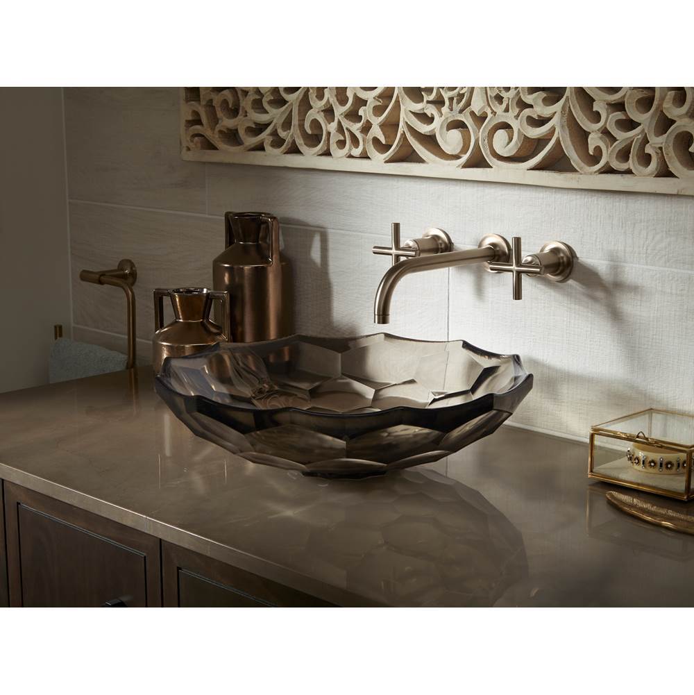 Purist Wall-mount bathroom sink faucet trim with Cross handles, 1.2 gpm