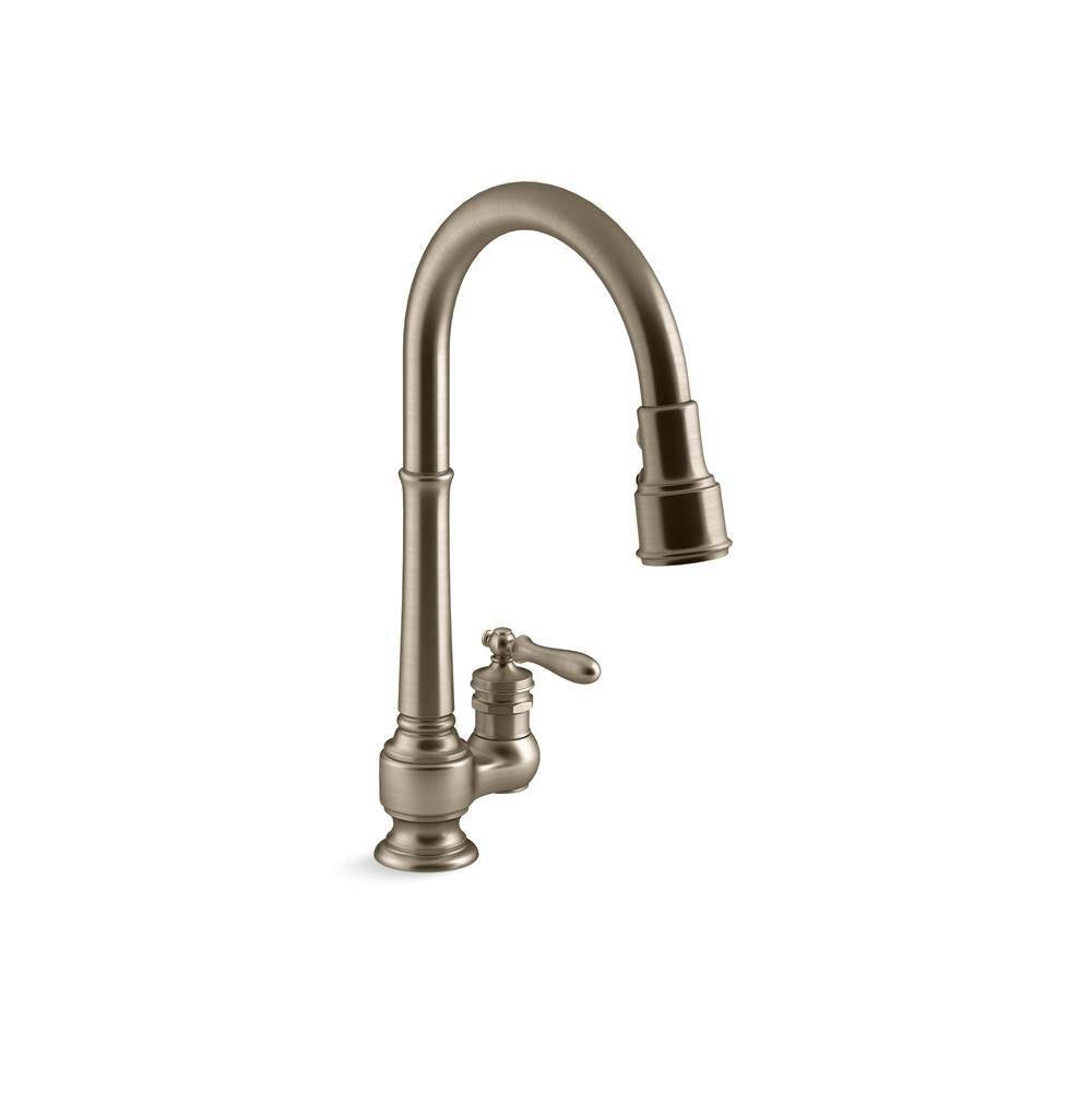 Kohler - Artifacts Pull-down kitchen sink faucet with three-function sprayhead - Vibrant Brushed Bronze