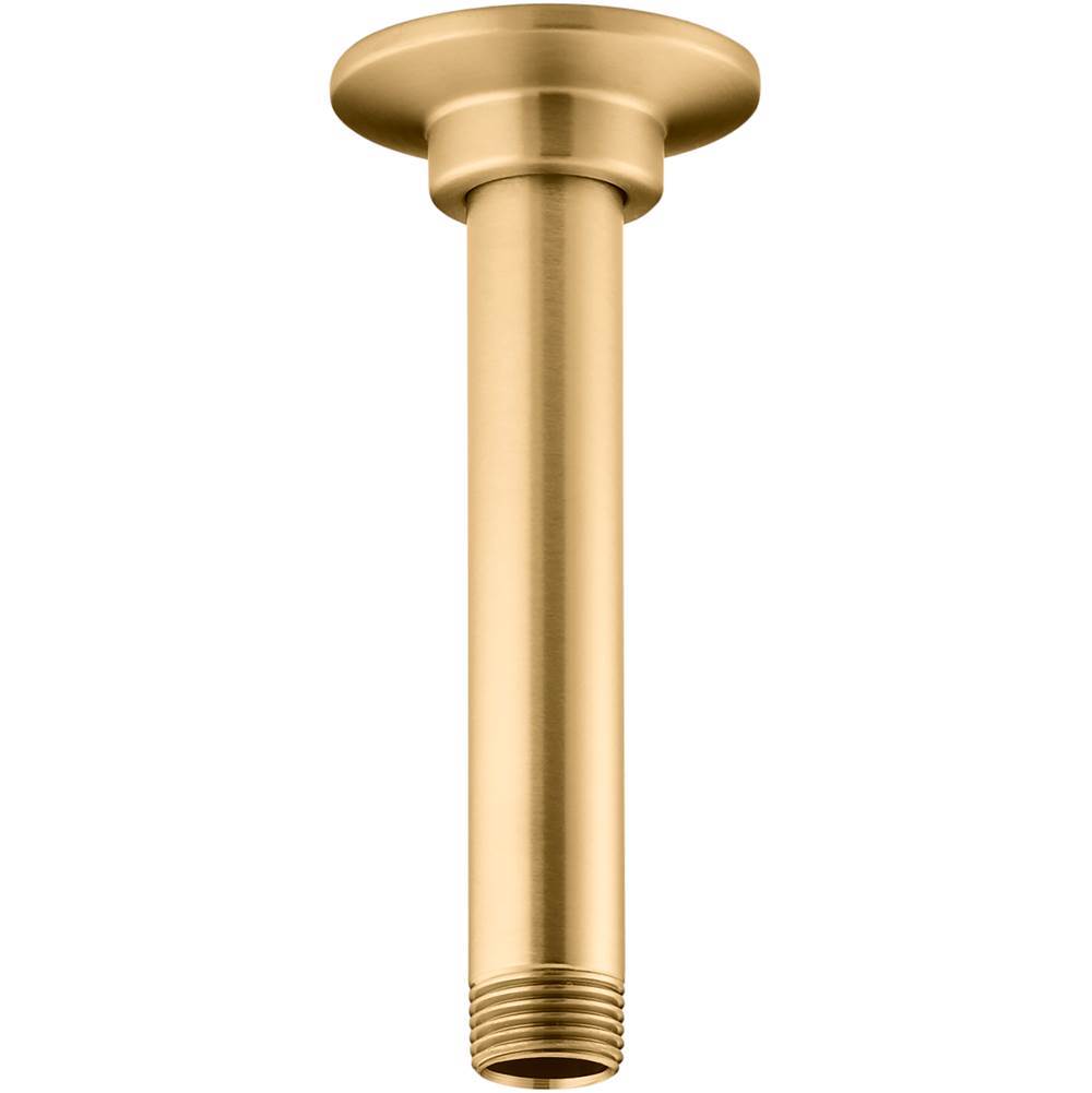 Kohler - 6'' ceiling-mount single-function rainhead arm and flange - Vibrant Brushed Moderne Brass