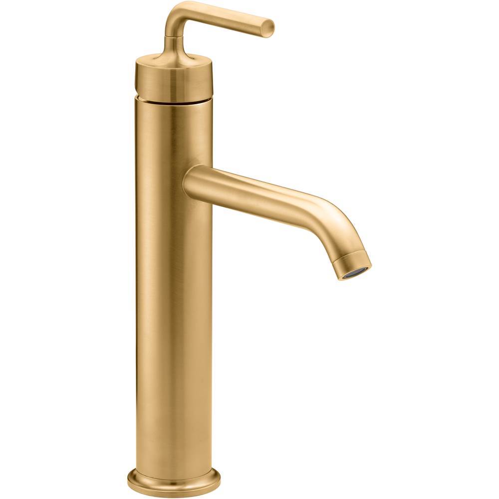 Kohler - Purist Tall single-handle bathroom sink faucet with Lever handle, 1.2 gpm - Vibrant Brushed Moderne Brass