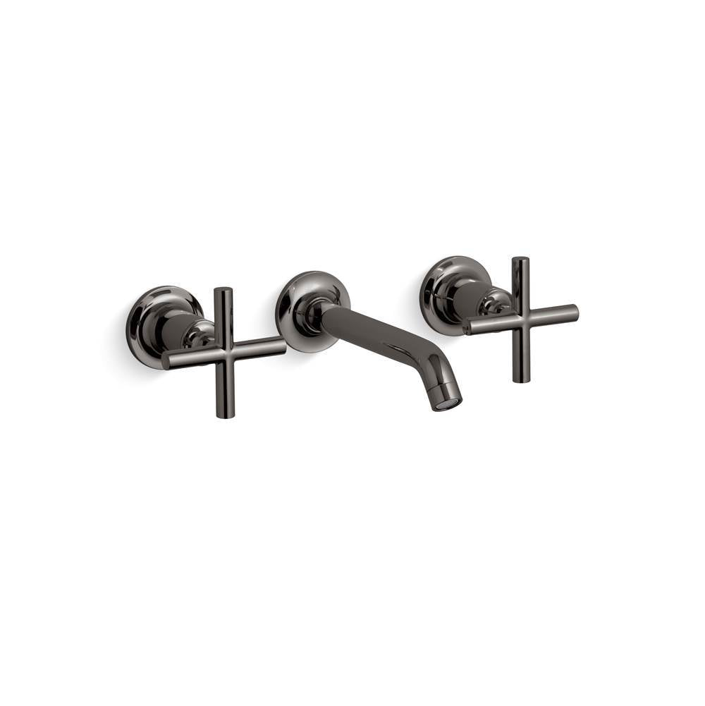 Kohler - Purist Wall-mount bathroom sink faucet trim with Cross handles, 1.2 gpm - Vibrant Titanium