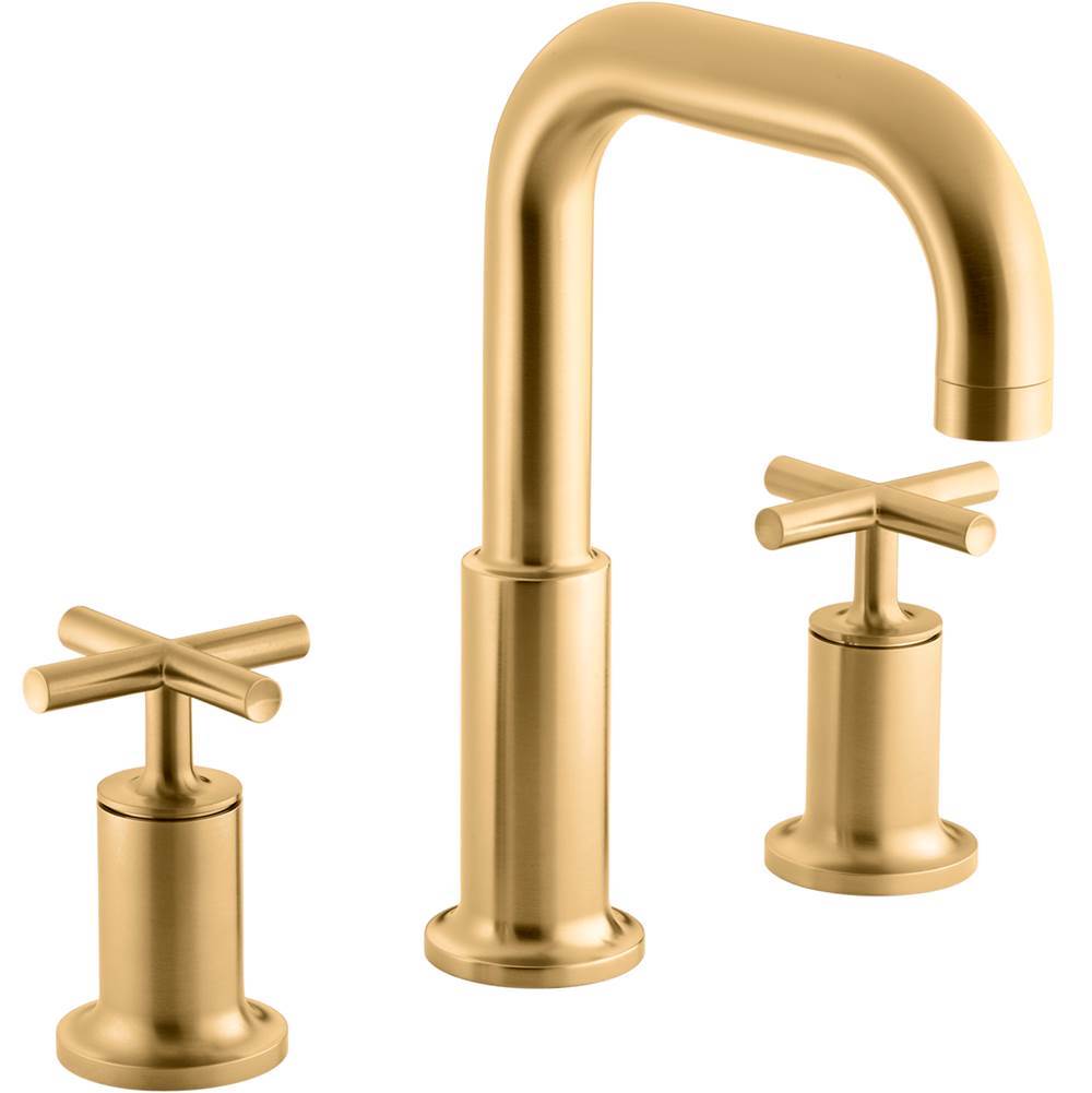 Kohler - Purist Deck-mount bath faucet trim with Cross handles - Vibrant Brushed Moderne Brass