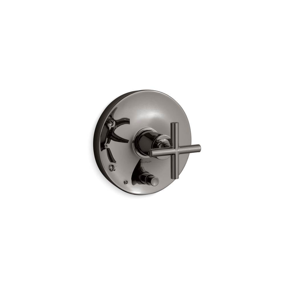 Kohler - Purist Rite-Temp valve trim with push-button diverter and cross handle - Vibrant Titanium