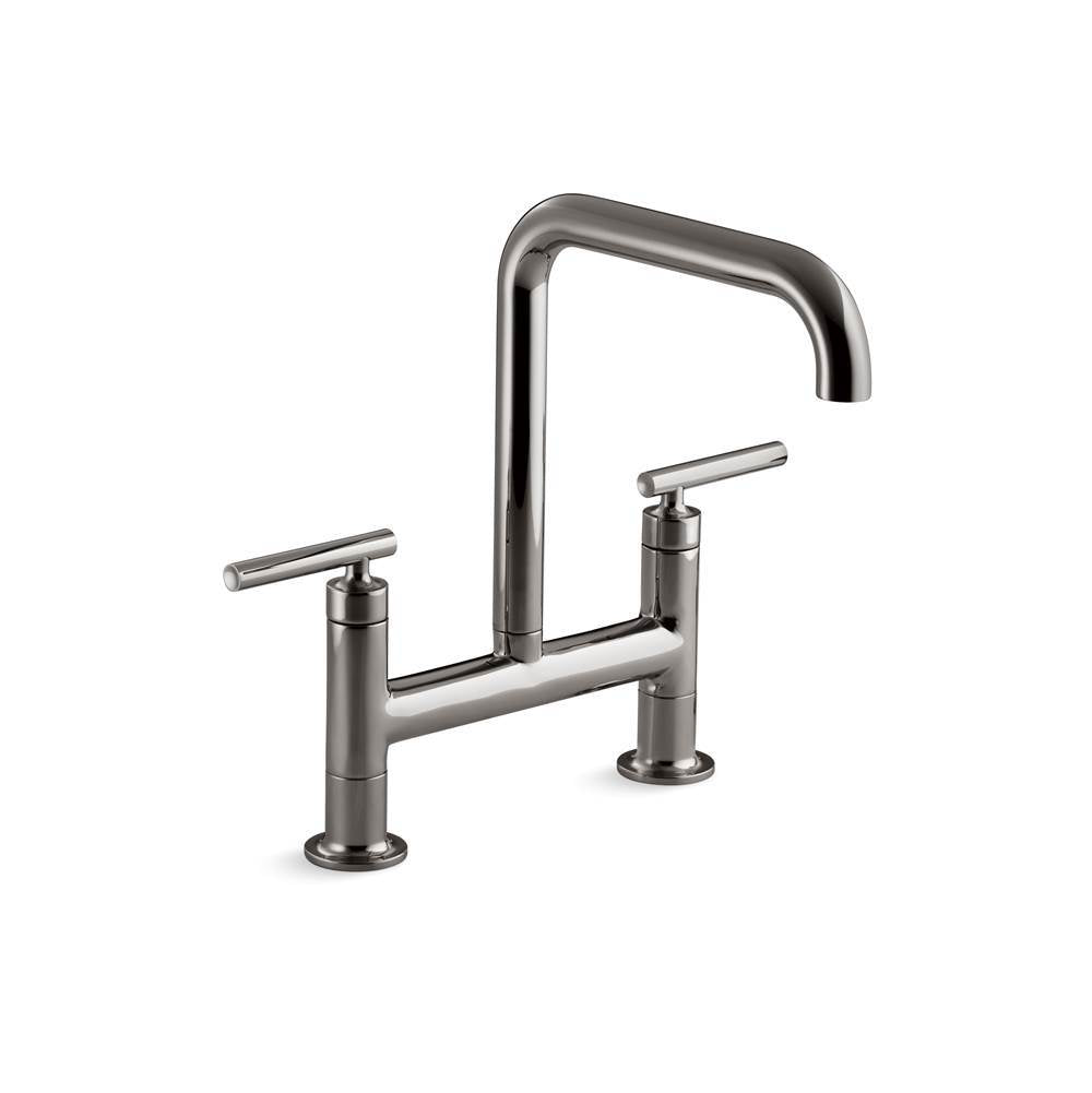 Kohler - Purist Two-hole bridge kitchen sink faucet - Vibrant Titanium