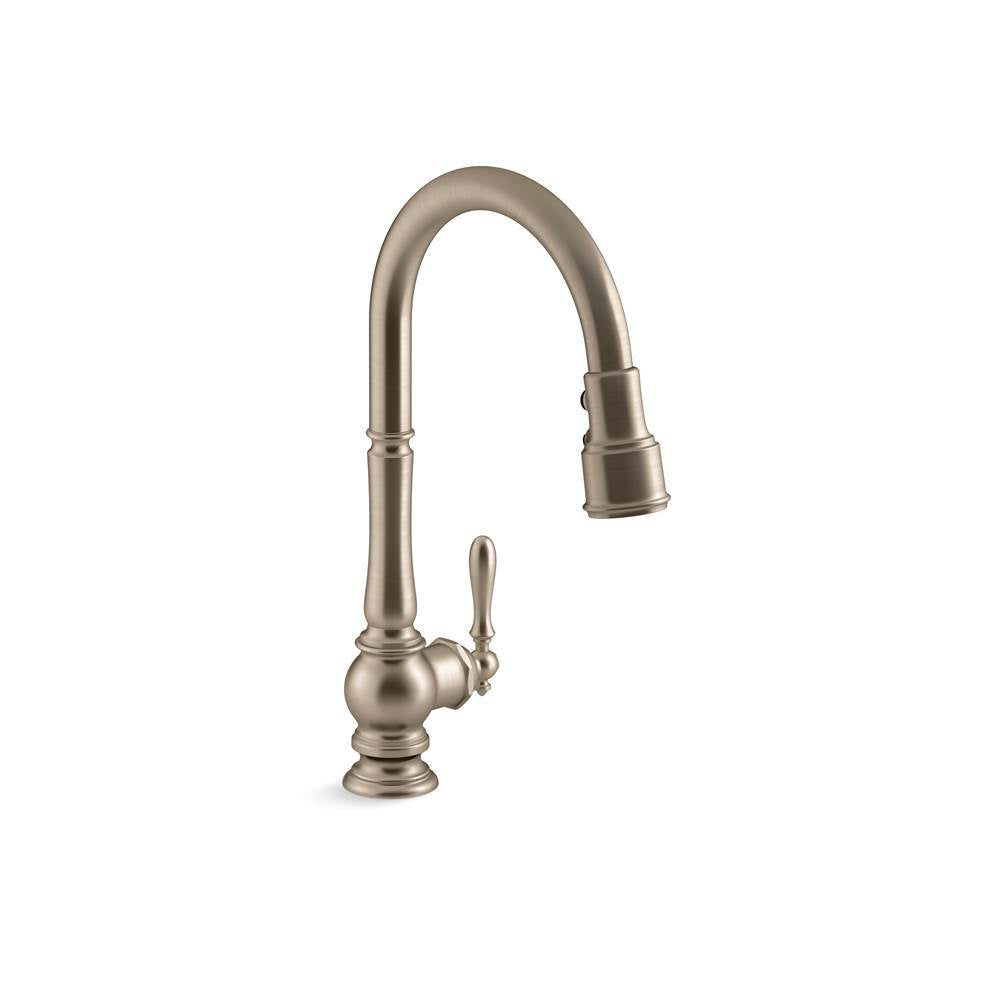 Kohler - Artifacts Pull-down kitchen sink faucet with three-function sprayhead - Vibrant Brushed Bronze