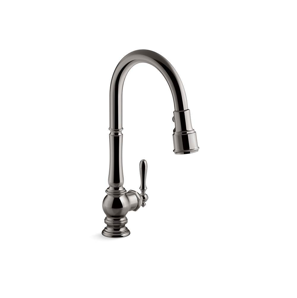 Kohler - Artifacts Pull-down kitchen sink faucet with three-function sprayhead - Vibrant Titanium