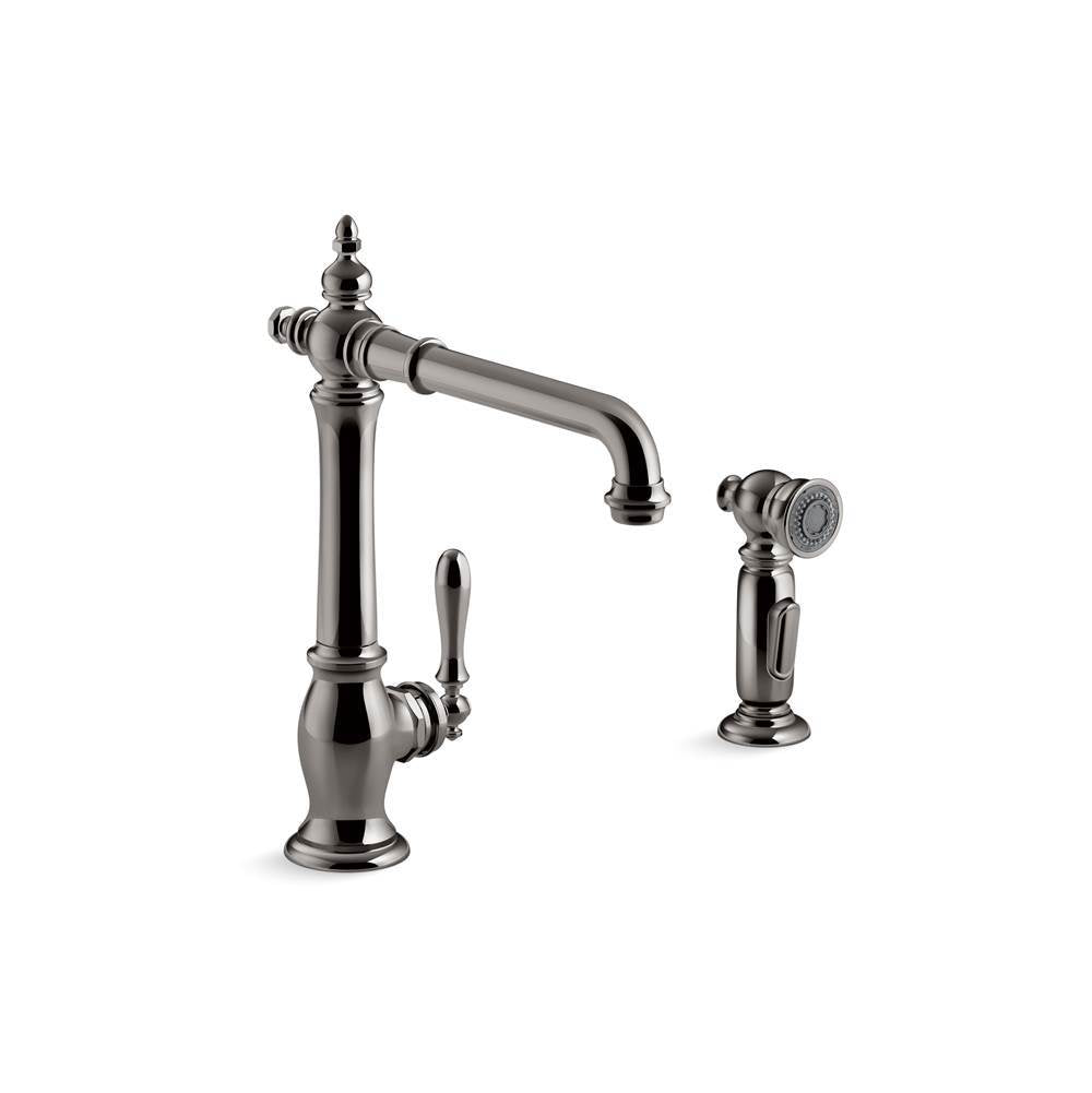 Kohler - Artifacts Single-handle kitchen sink faucet with side sprayer - Vibrant Titanium