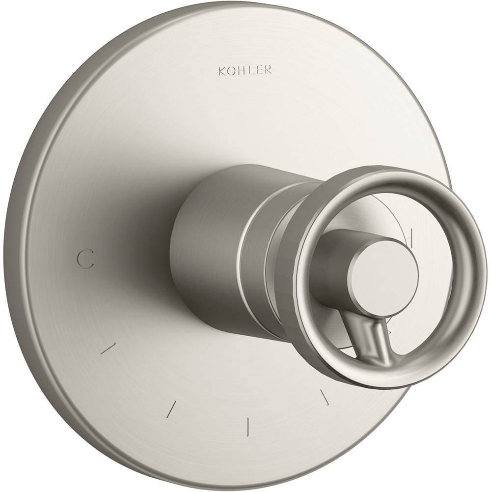 Kohler - Components MasterShower temperature control valve trim with Industrial handle - Vibrant Brushed Nickel