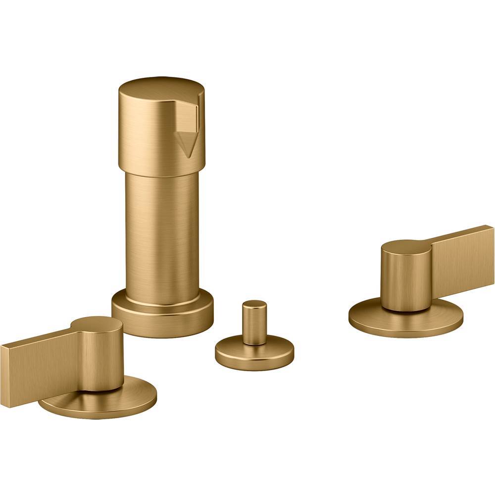 Kohler - Components Widespread bidet faucet with Lever handles - Vibrant Brushed Moderne Brass