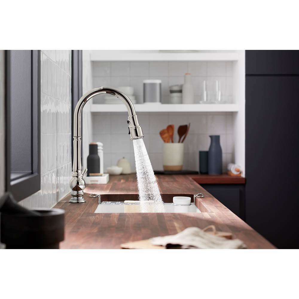 Artifacts Touchless pull-down kitchen sink faucet with KOHLER KonnectE and three-function sprayhead