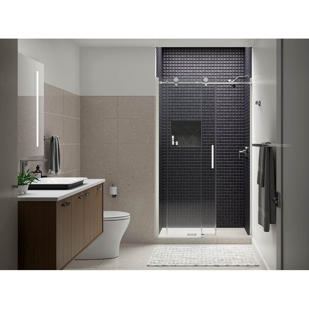 ComposedE Sliding shower door, 78'' H x 44-5/8 - 47-7/8'' W, with 3/8'' thick Crystal Clear glass