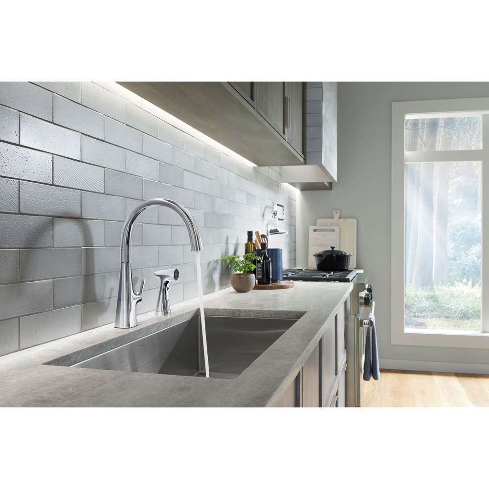Graze Single-handle kitchen sink faucet with two-function side sprayer