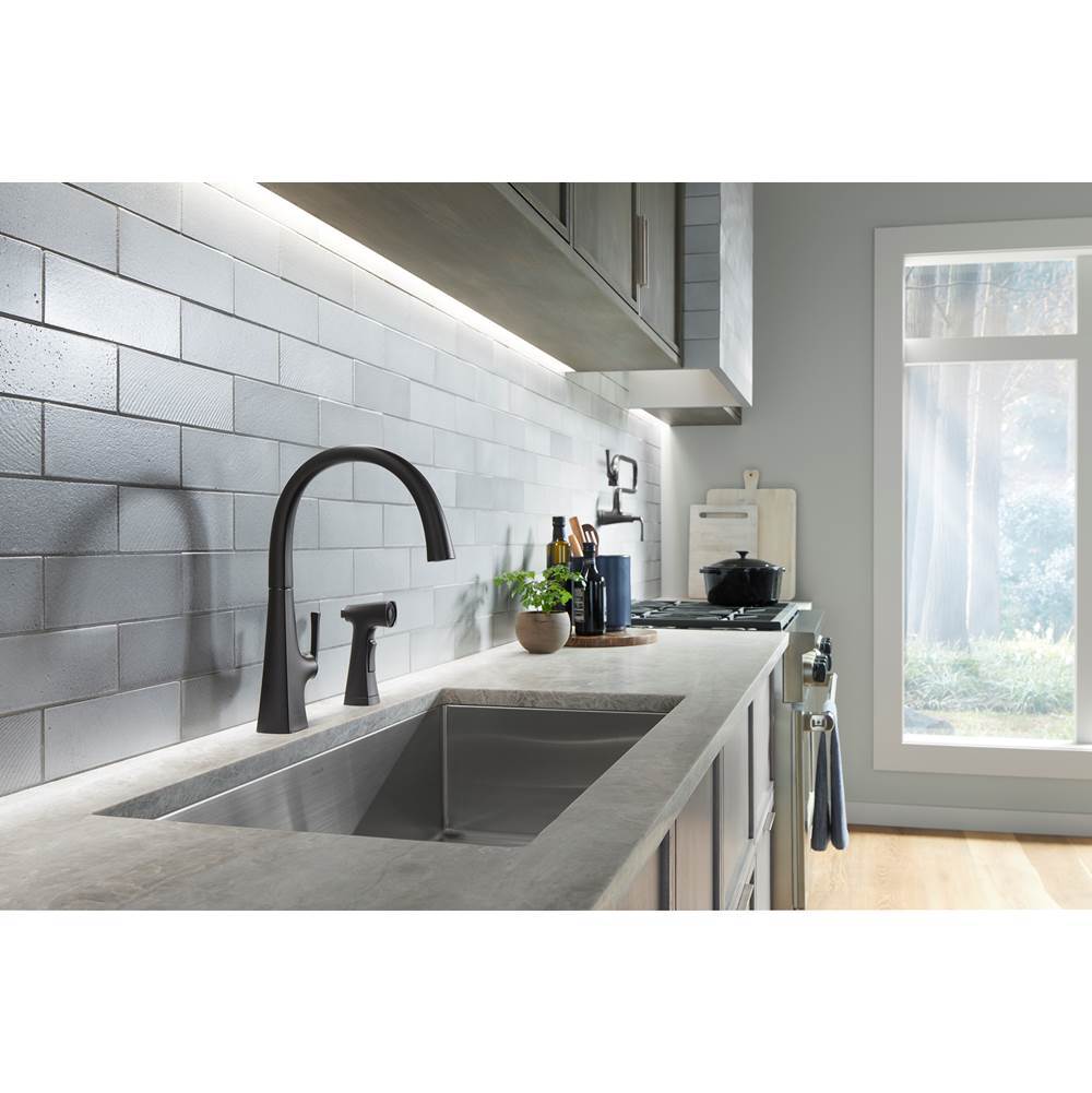 Graze Single-handle kitchen sink faucet with two-function side sprayer