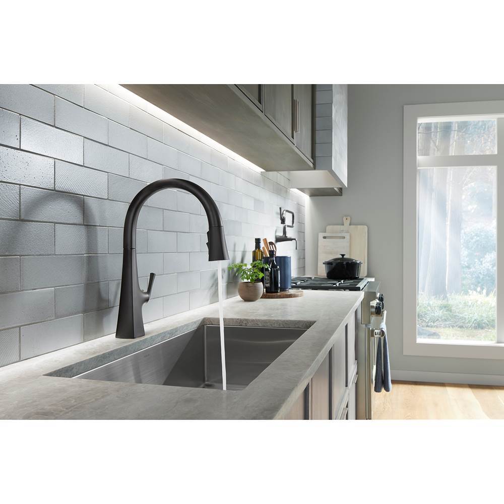 Graze Pull-down kitchen sink faucet with three-function sprayhead