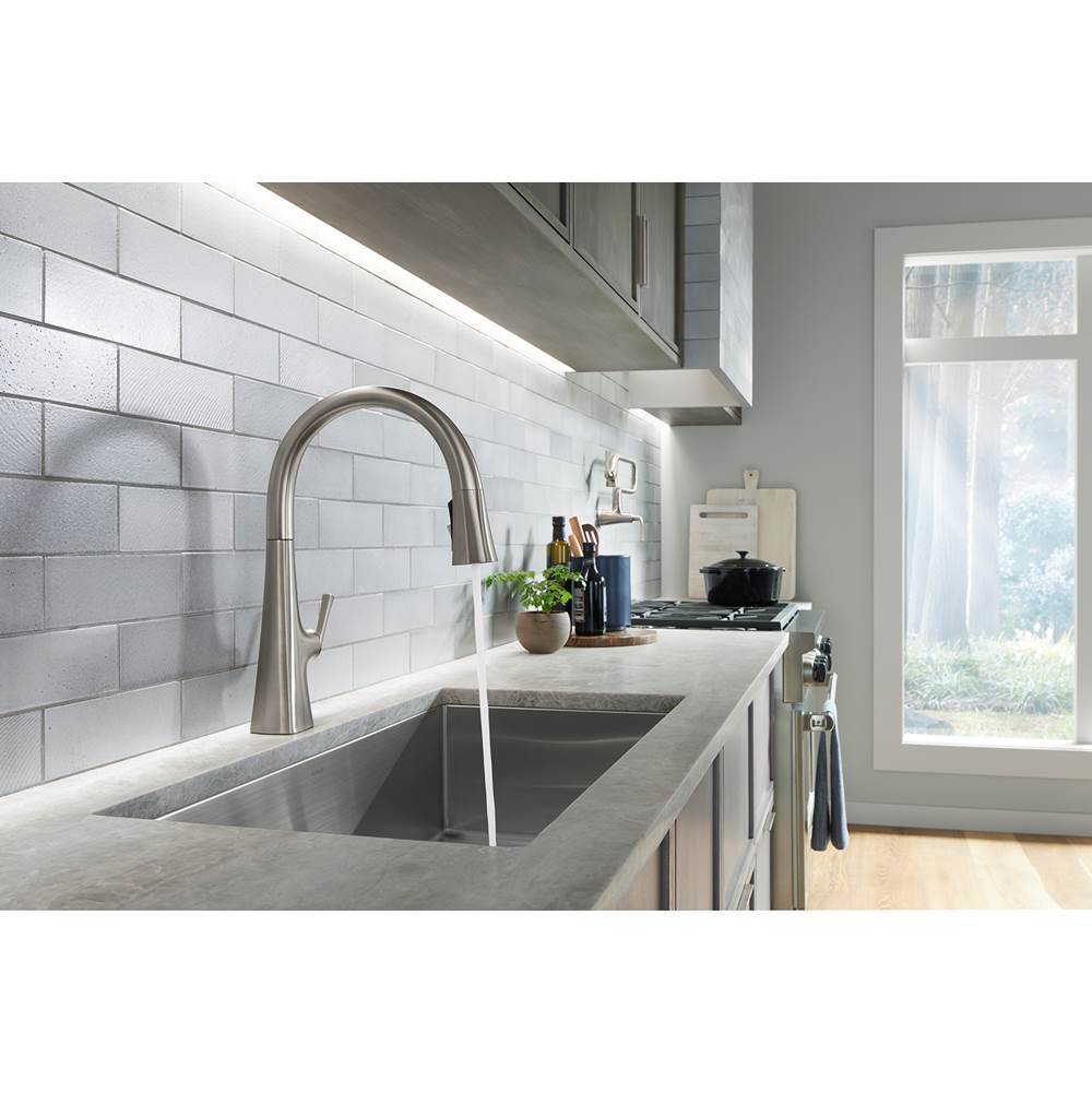 Graze Pull-down kitchen sink faucet with three-function sprayhead