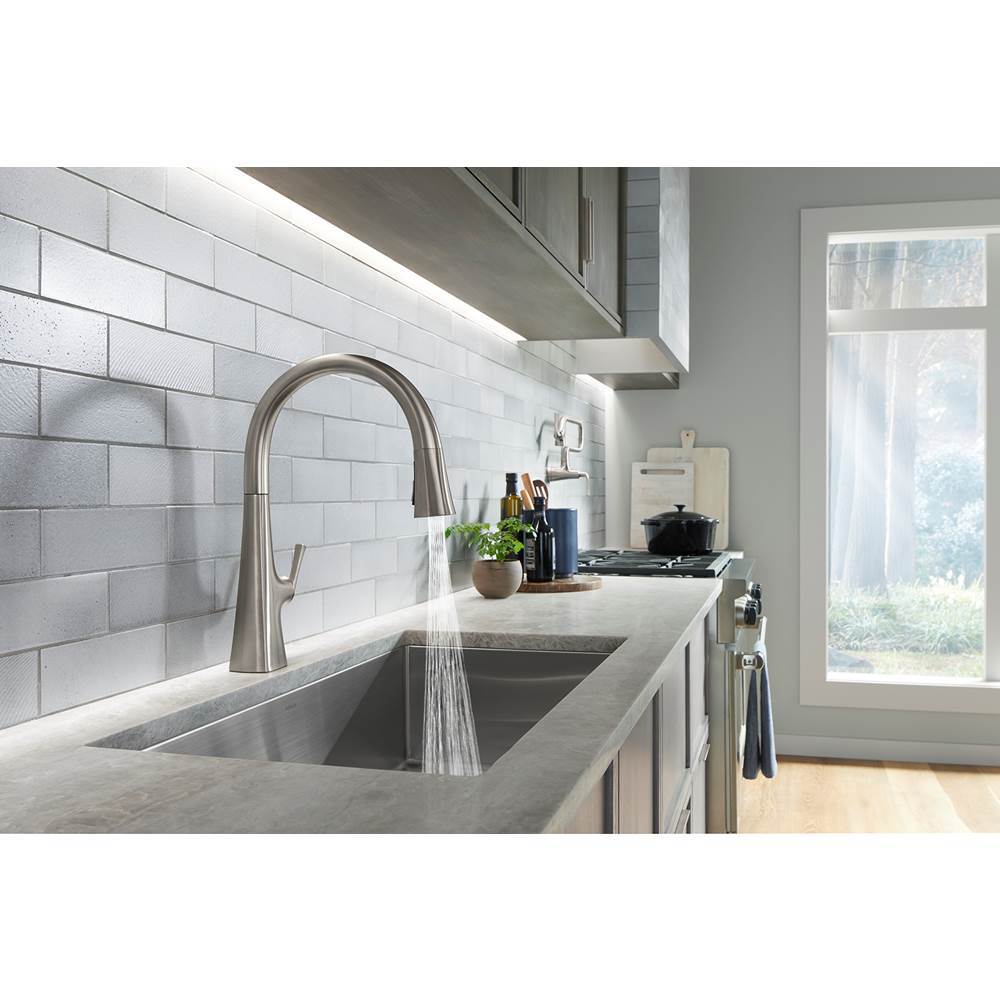 Graze Pull-down kitchen sink faucet with three-function sprayhead
