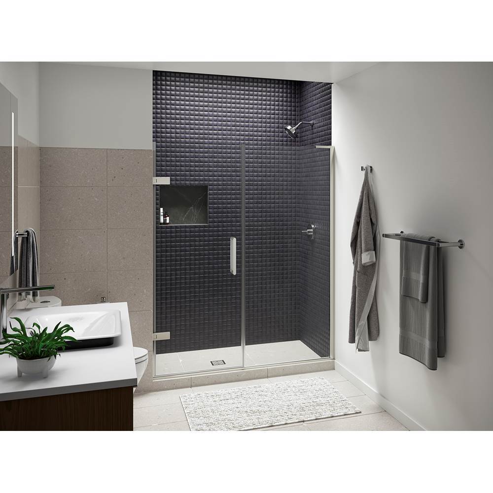 ComposedE 71-3/4'' H pivot shower door with 3/8''-thick glass