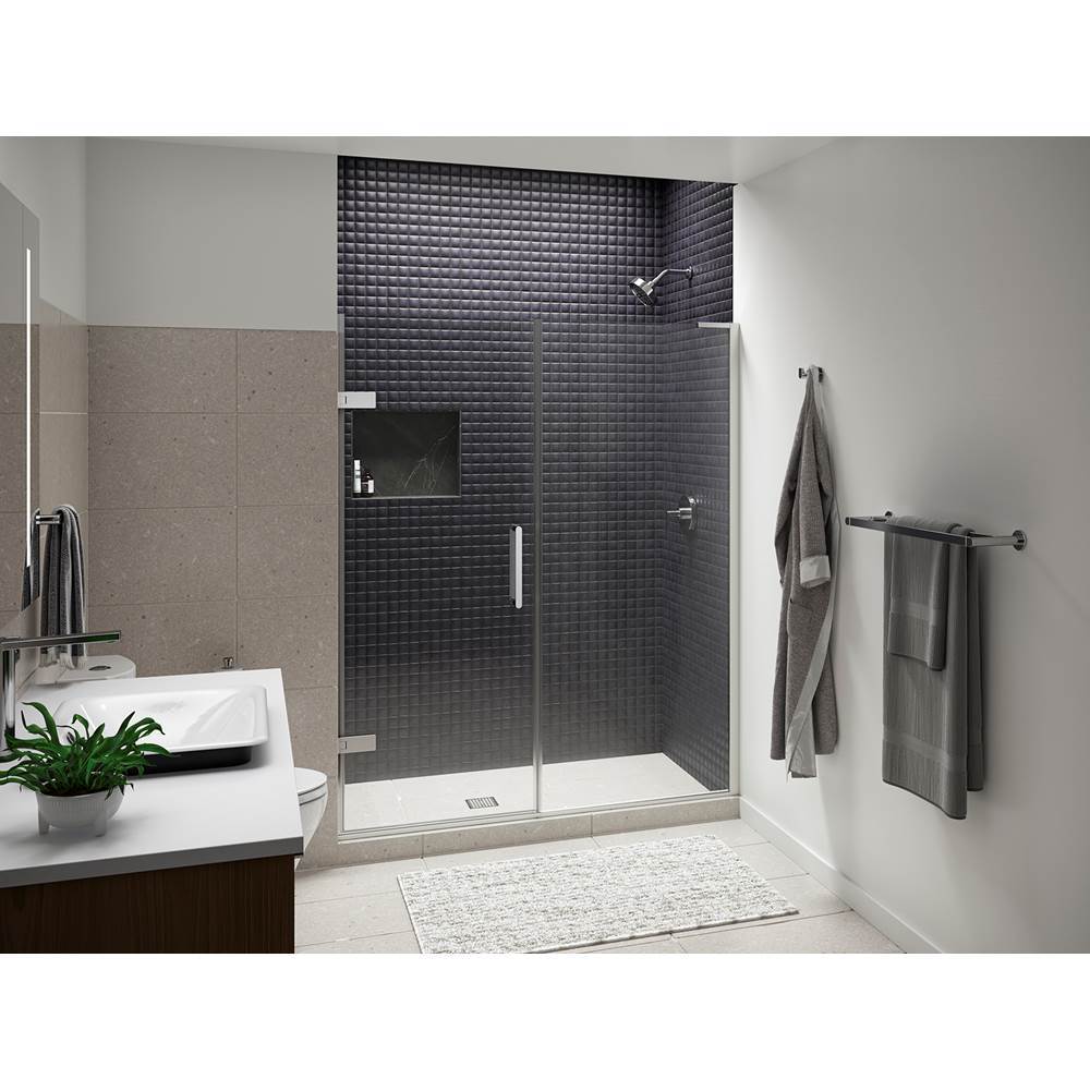 ComposedE Frameless pivot shower door, 71-3/4'' H x 57-1/4 - 58'' W, with 3/8'' thick Crystal Clear glass