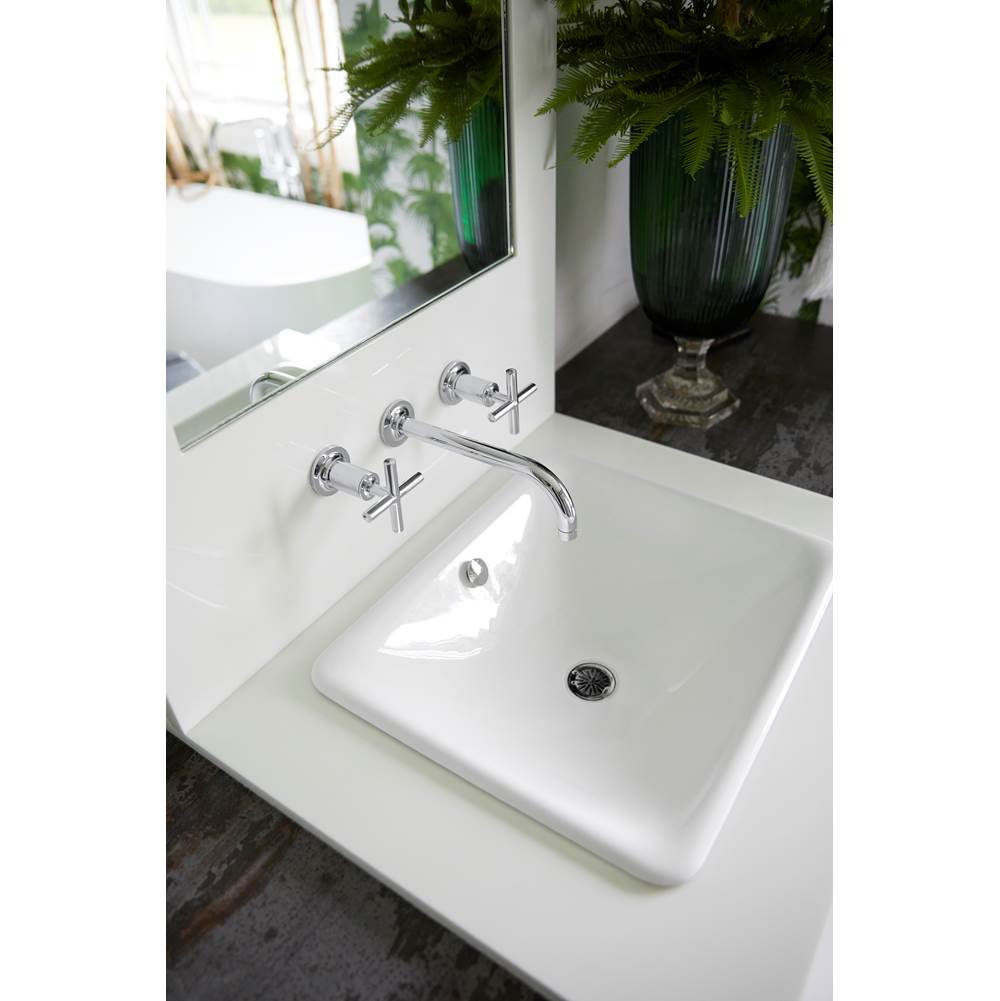 Purist Wall-mount bathroom sink faucet trim with Cross handles, 1.2 gpm