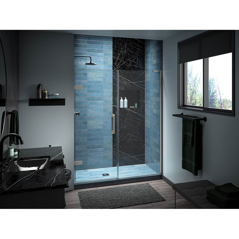 ComponentsE Frameless pivot shower door, 71-3/4'' H x 57-1/4 - 58'' W, with 3/8'' thick Crystal Clear glass