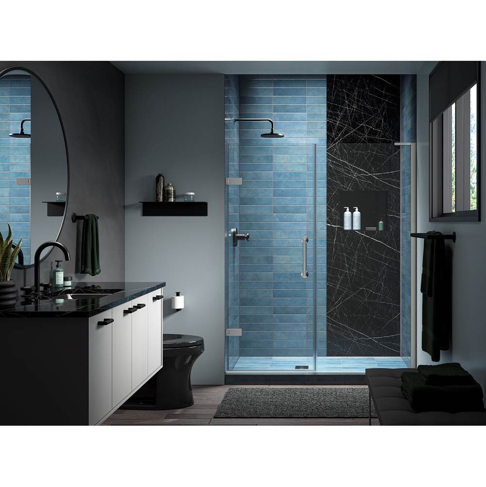 ComponentsE Frameless pivot shower door, 71-3/4'' H x 57-1/4 - 58'' W, with 3/8'' thick Crystal Clear glass