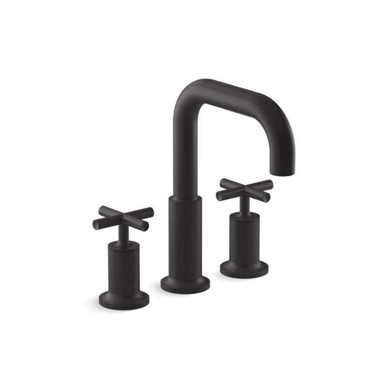 Purist Deck-mount bath faucet trim with Cross handles