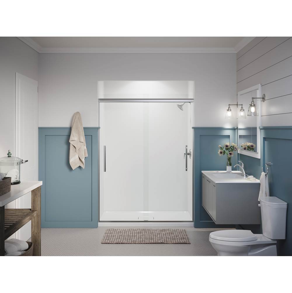 Pleat 79-1/16'' H sliding shower door with 5/16''-thick glass