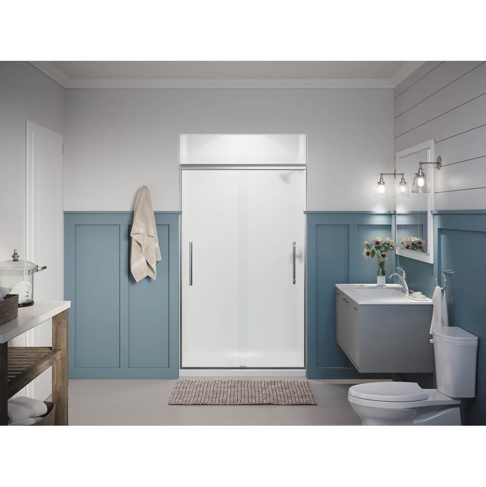 Pleat Frameless sliding shower door, 79-1/16'' H x 44-5/8 - 47-5/8'' W, with 5/16'' thick Frosted glass