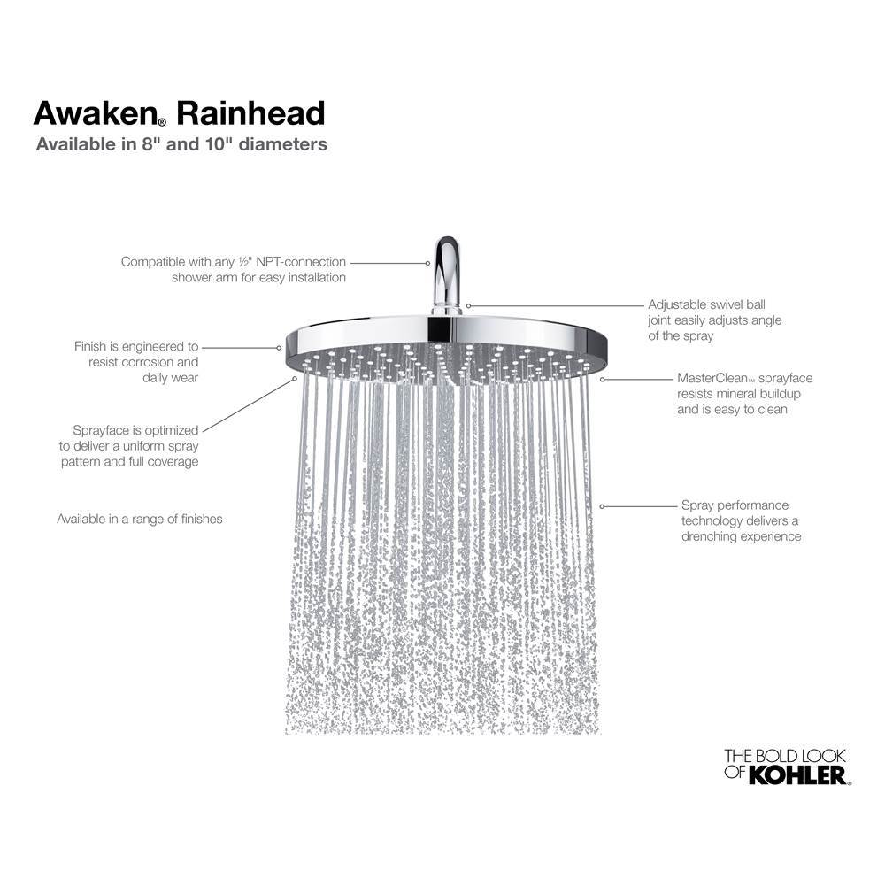 Awaken 8'' single-function rainhead, 2.5 gpm