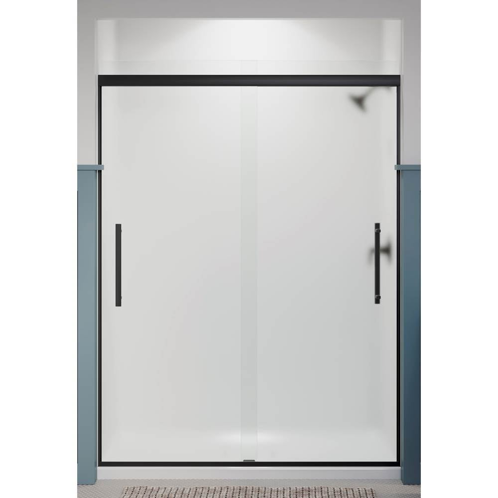 Pleat Frameless sliding shower door, 79-1/16'' H x 54-5/8 - 59-5/8'' W, with 5/16'' thick Frosted glass