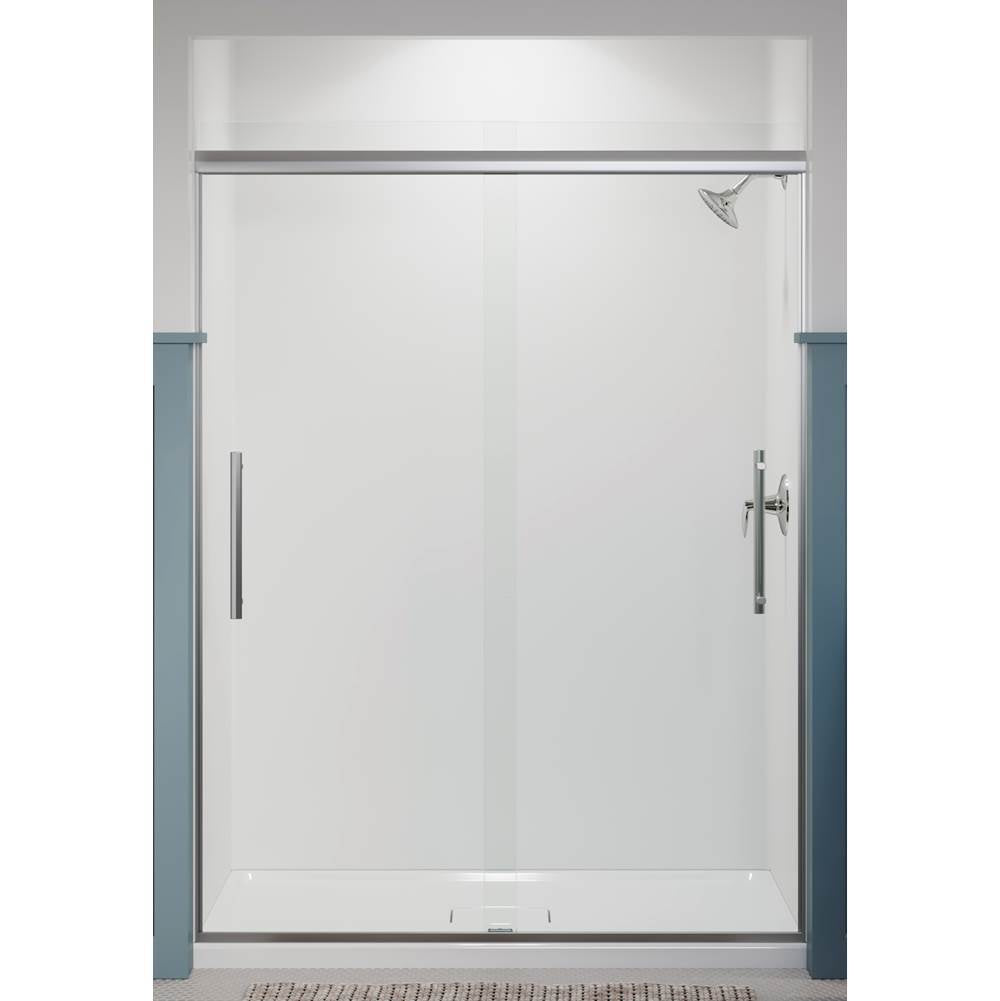 Pleat 79-1/16'' H sliding shower door with 5/16''-thick glass
