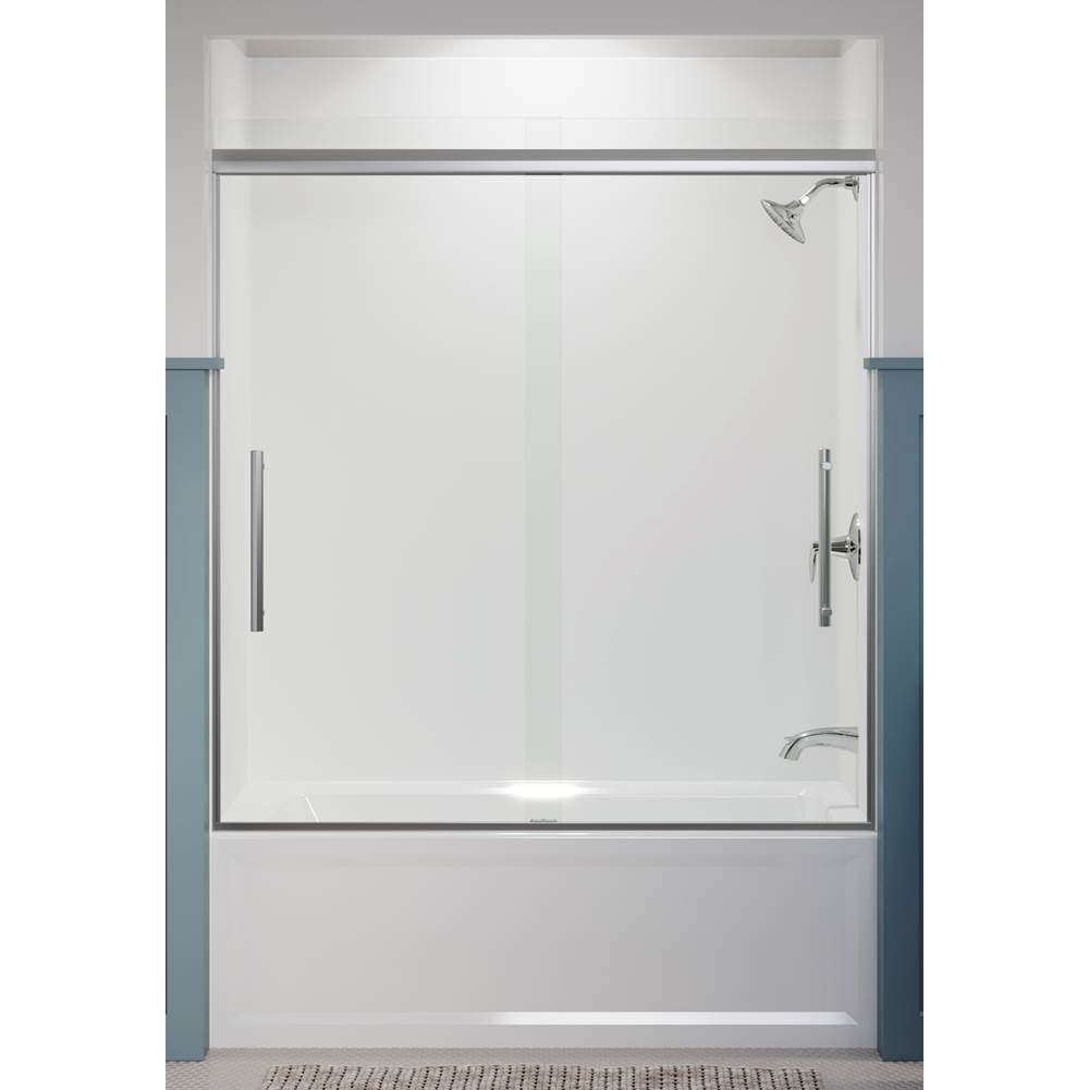 Pleat 63-9/16'' H sliding bath door with 5/16''-thick glass
