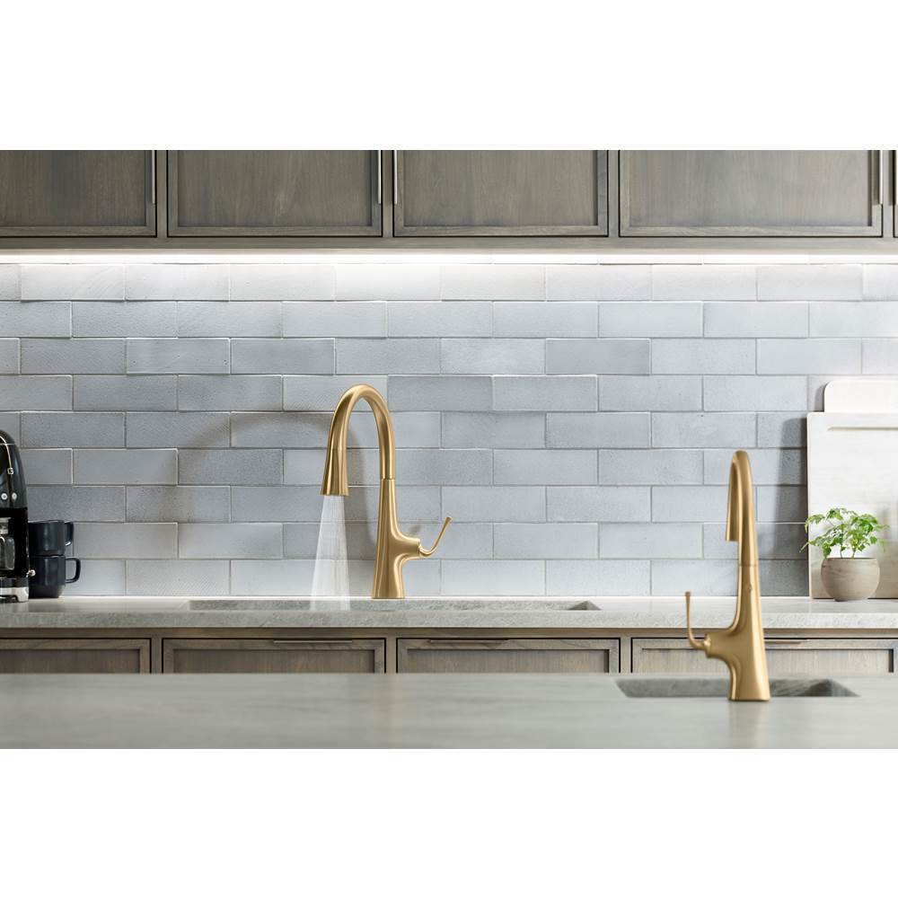 Graze Pull-down kitchen sink faucet with three-function sprayhead