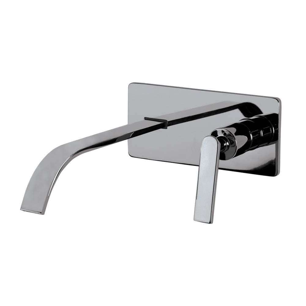 Lacava - TRIM - Wall-mount two-hole faucet with one lever handle on the right, with backplate. - Polished Chrome