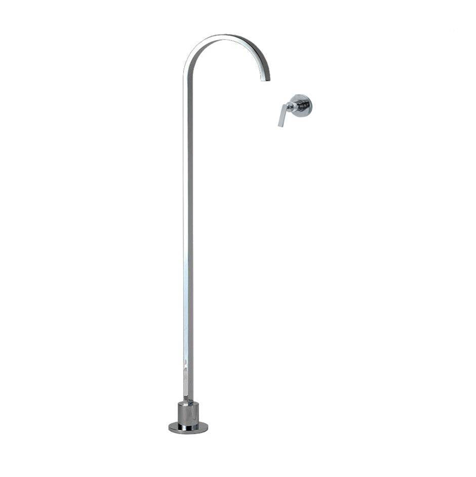 Lacava - Floor-standing spout and wall-mount mixer with lever handle. Includes rough-in and trim. Water flow rate: 4.2 gpm at 60 psi - Polished Chrome