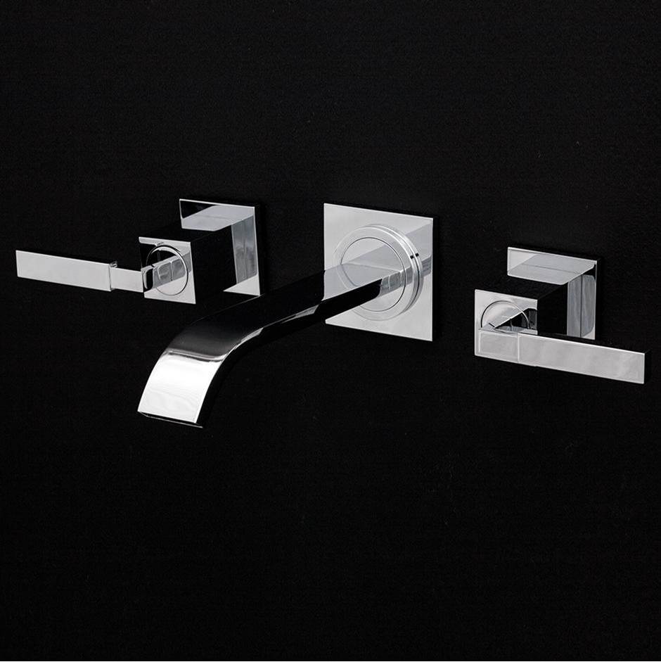 Lacava - TRIM - Wall-mount three-hole faucet featuring natural water flow, with two lever handles, no backplate. - Brushed Nickel