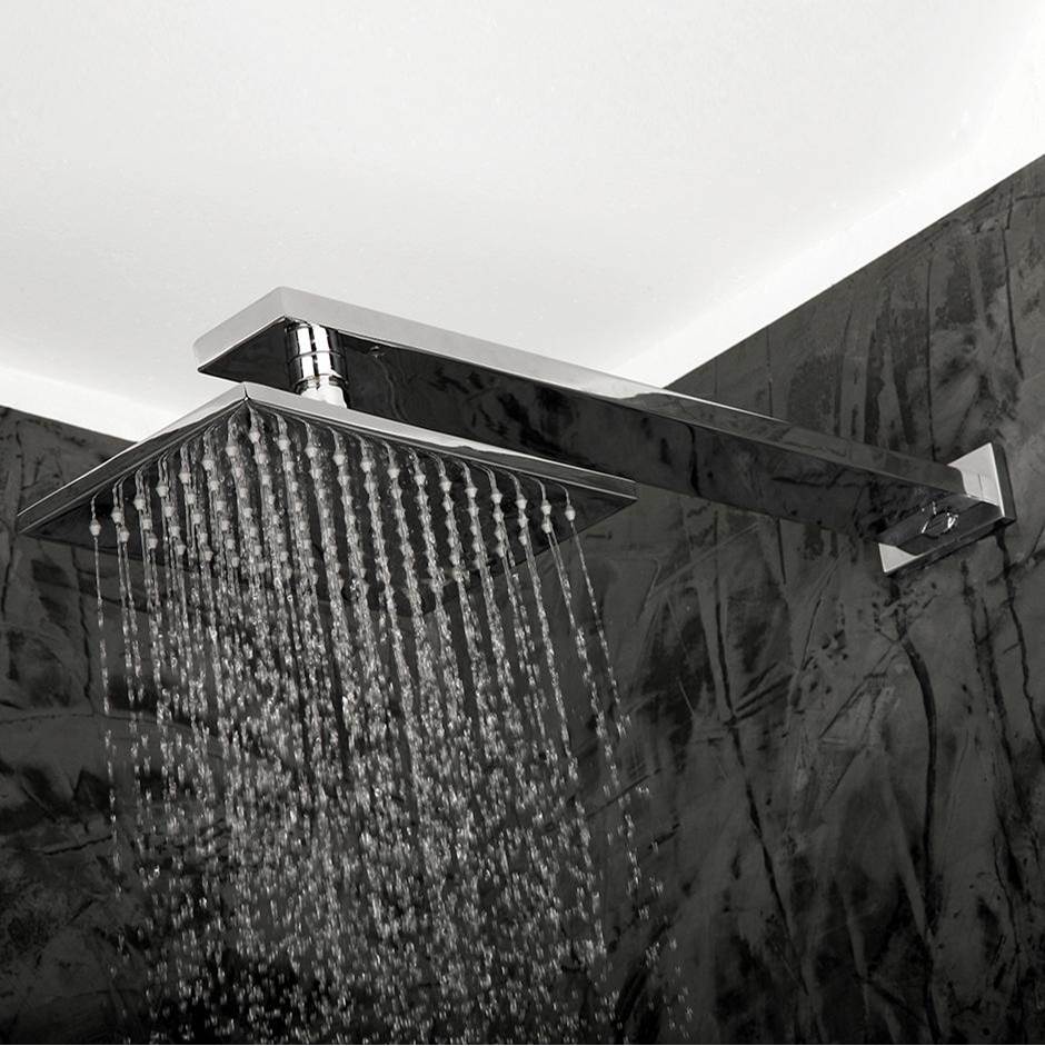 Lacava - Wall-mount or ceiling-mount tilting rectangular rain shower head, 104 rubber nozzles. Arm and flange sold separately. - Brushed Nickel