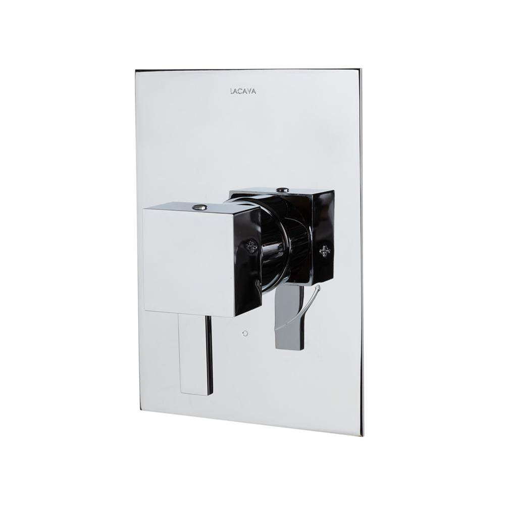 Lacava - Kubista trim - Built-in progressive pressure balancing mixer with a lever handle and squared backplate. Water flow rate: 5.6 gpm at 43.5 psi. Rough-in No.VPBP sold separately - Brushed Nickel