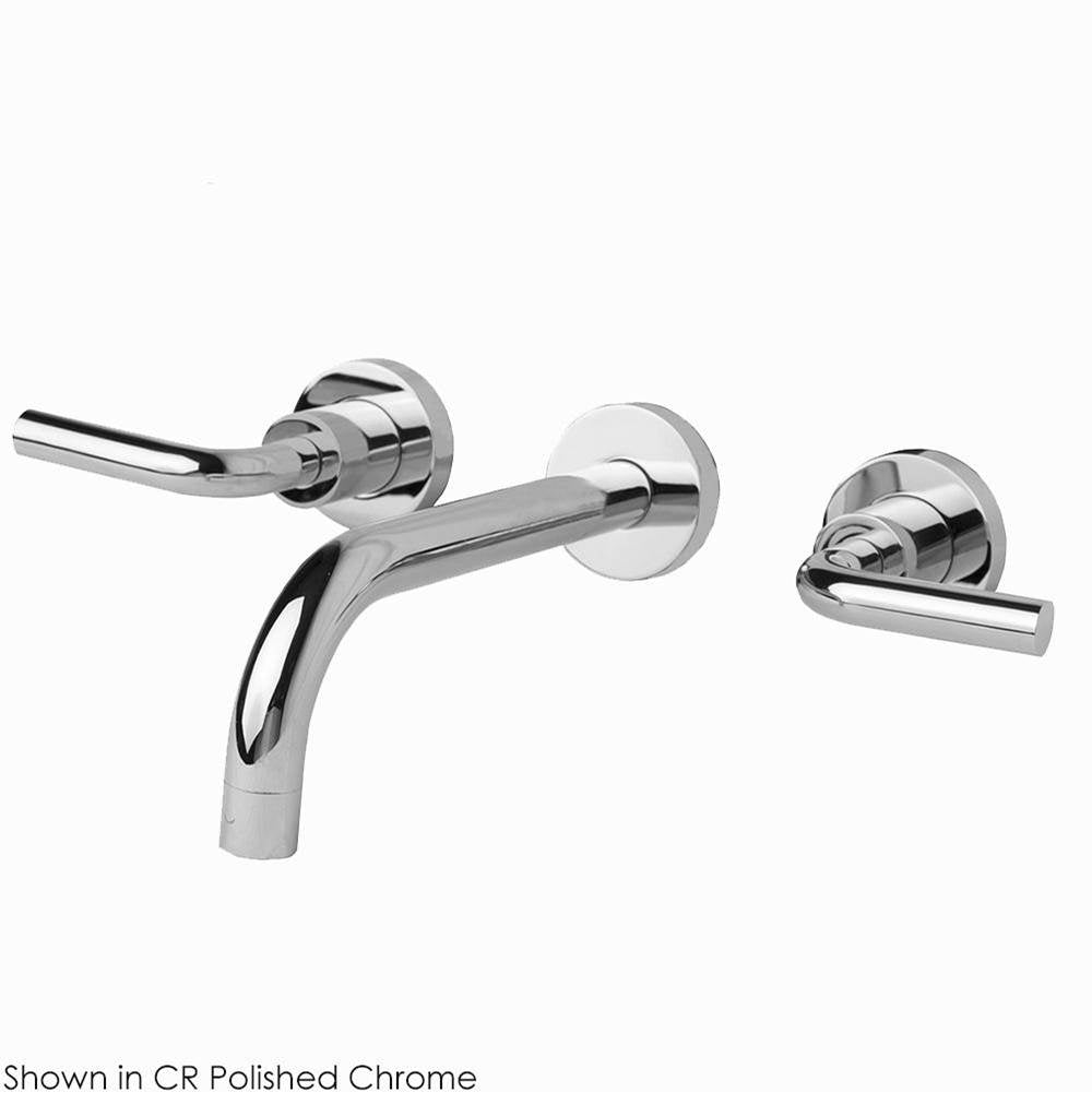 Lacava - ROUGH - Wall-mount three-hole faucet with two curved lever handles, no backplate, spout 9''. - Polished Nickel