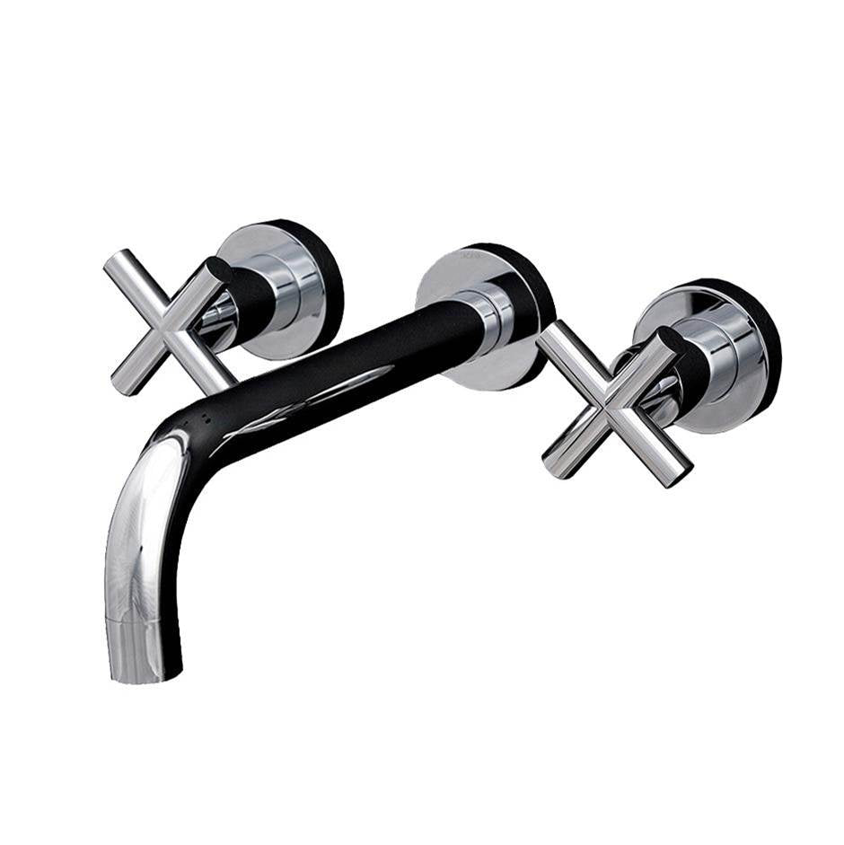 Lacava - ROUGH - Wall-mount three-hole faucet with three-hole faucet with two cross handles, no backplate, spout 9 7/8''. - Polished Chrome