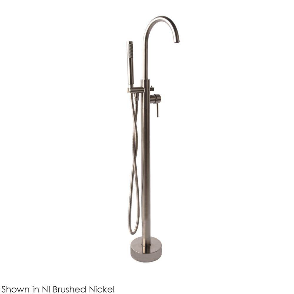 Lacava - Floor-standing tub filler 37 1/4''H with one lever handle, two-way diverter, and hand-held shower with 59'' flexible hose. - Polished Nickel