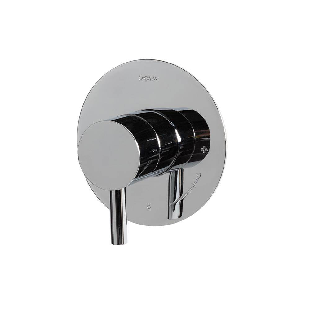 Lacava - Cigno trim - Built-in progressive pressure balancing mixer with a lever handle and round backplate. Water flow rate: 5.6 gpm at 43.5 psi. DIAM: 5'' - Rough-in No. VPBP sold separately - Polished Nickel