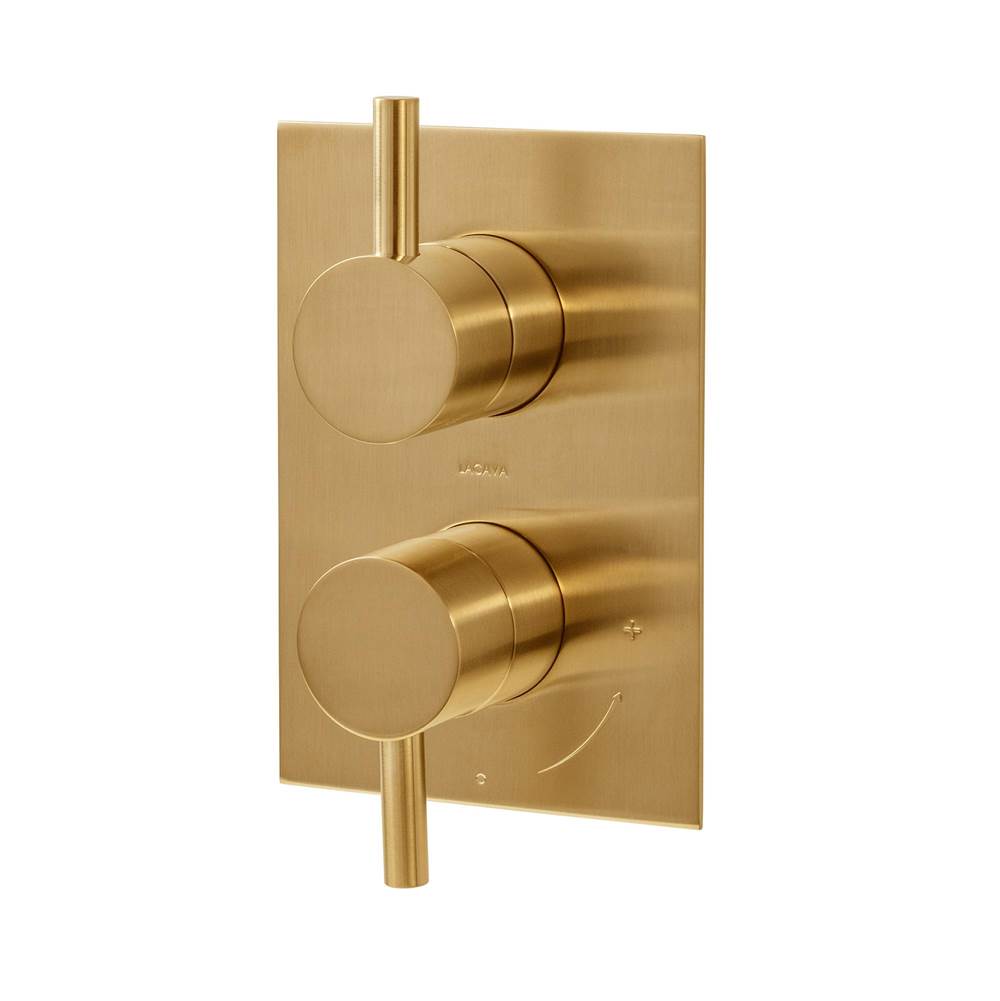 Lacava - Built-in progressive pressure balancing mixer with 2-way diverter, two lever handles and a rectangular backplate. Water flow rate: 4.2 gpm at 43.5 psi. Rough-in No. VPBP2 sold separately. 5-1/8''W, 7-1/4''H - Polished Nickel