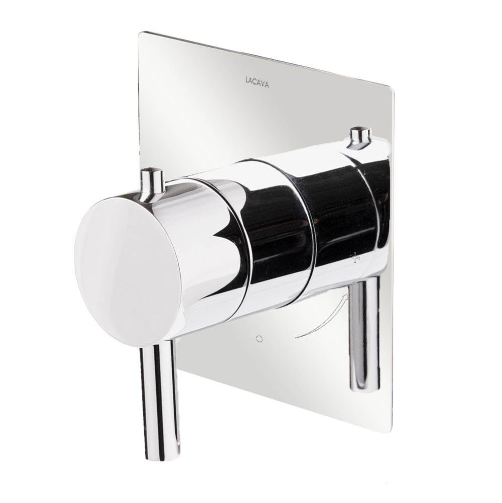 Lacava - TRIM ONLY - Built-in thermostatic valve with single handle and rectangular backplate. Water flow rate: 10.5 gpm at 43.5 psi - Polished Nickel