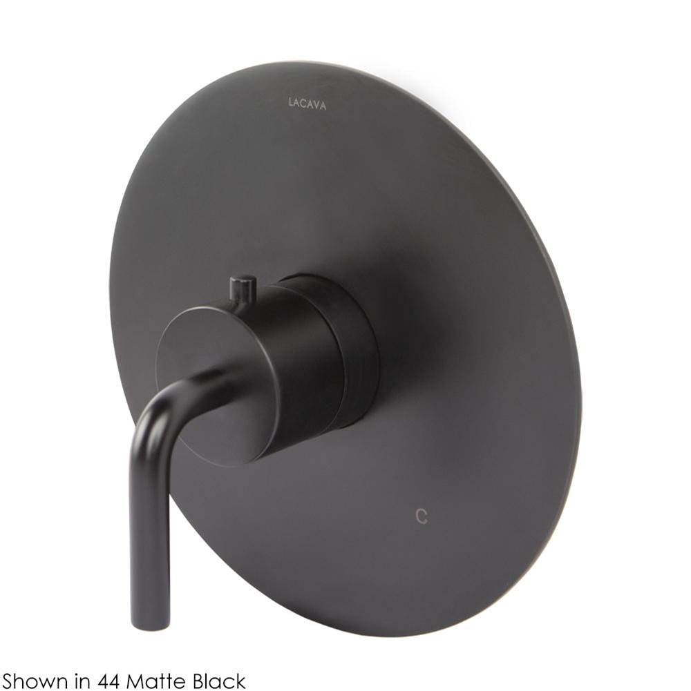 Lacava - TRIM ONLY - Regular Thermostat, flow rate 10 GPM, curved lever handle on round knob, round backplate - Polished Nickel