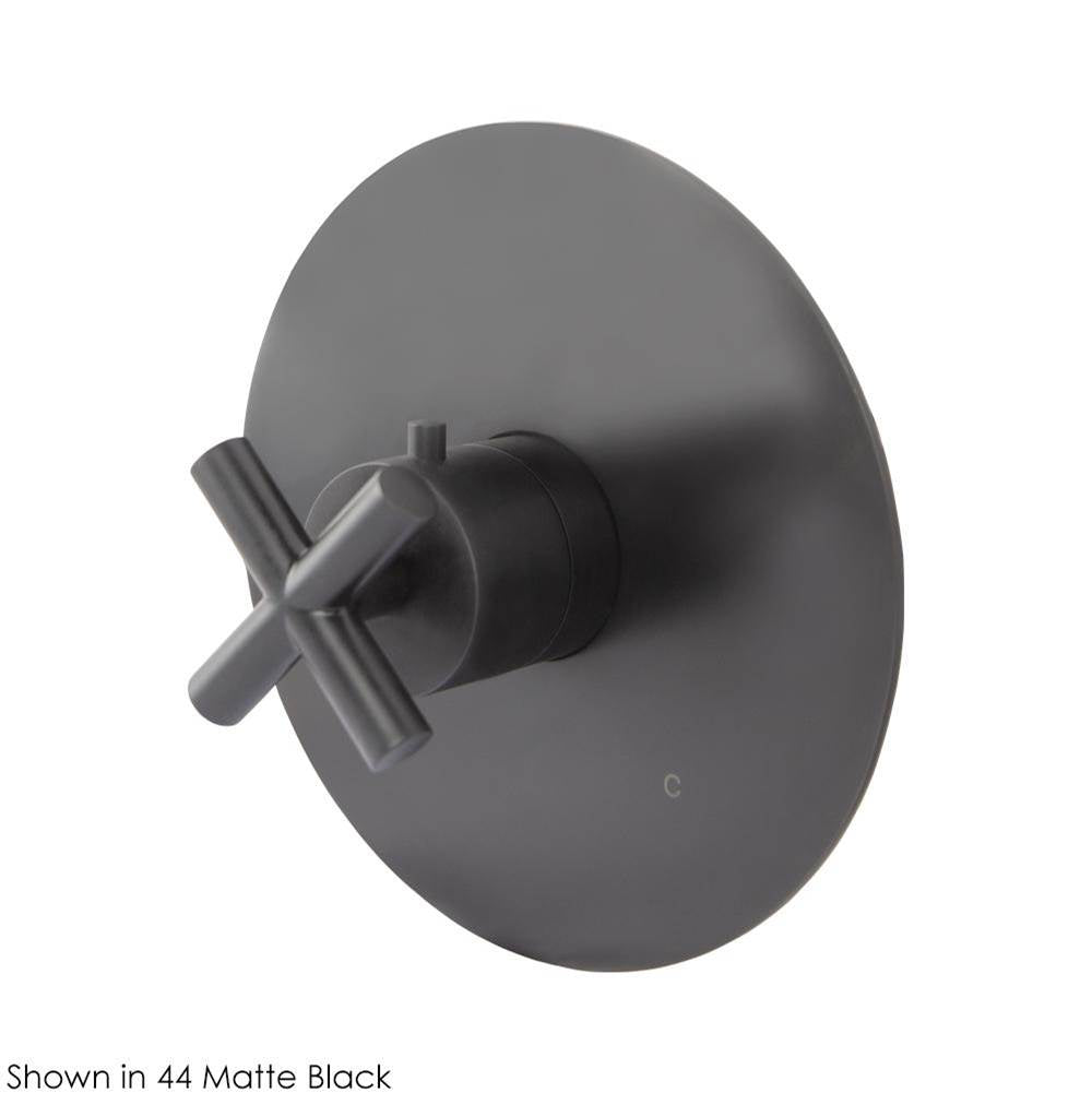Lacava - TRIM ONLY - Thermostatic Valve GPM 10 (60PSI) with round back plate and cross handle - Polished Nickel