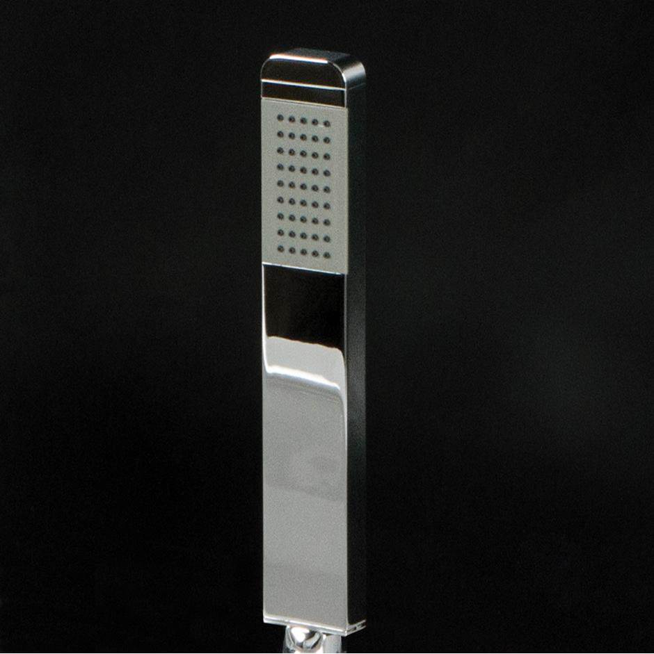 Lacava - Hand-held rounded rectangle shower head with 59-inch flexible hose, rain jet. W: 1 3/8'', D: 5/8'', H: 9''. - Polished Nickel