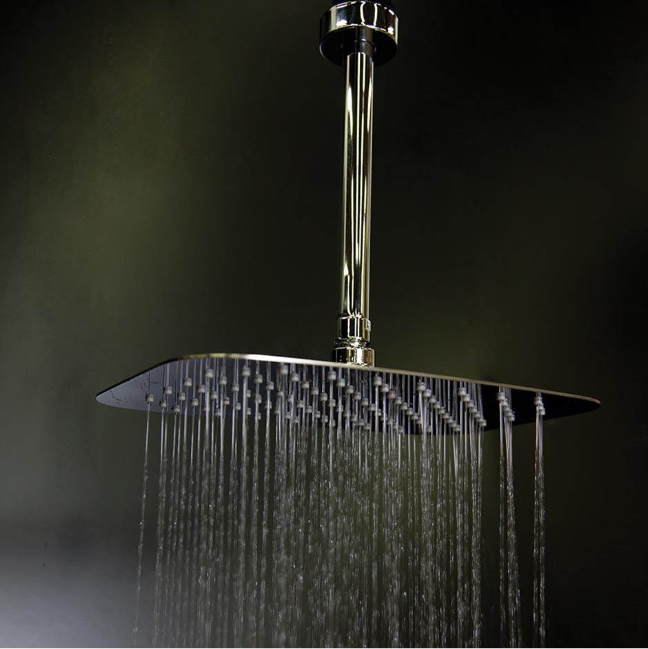 Lacava - Ceilling mount tilting square rain shower head with ultra thin edge and flow regulator 3. - Polished S Steel